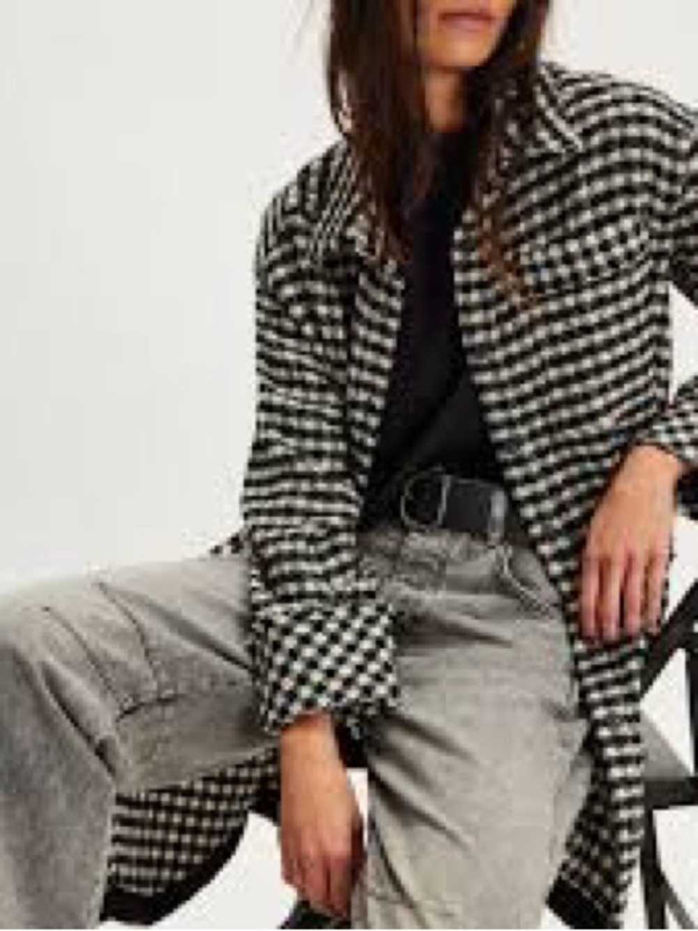 Autres Filles Black & White Plaid Shacket Size L